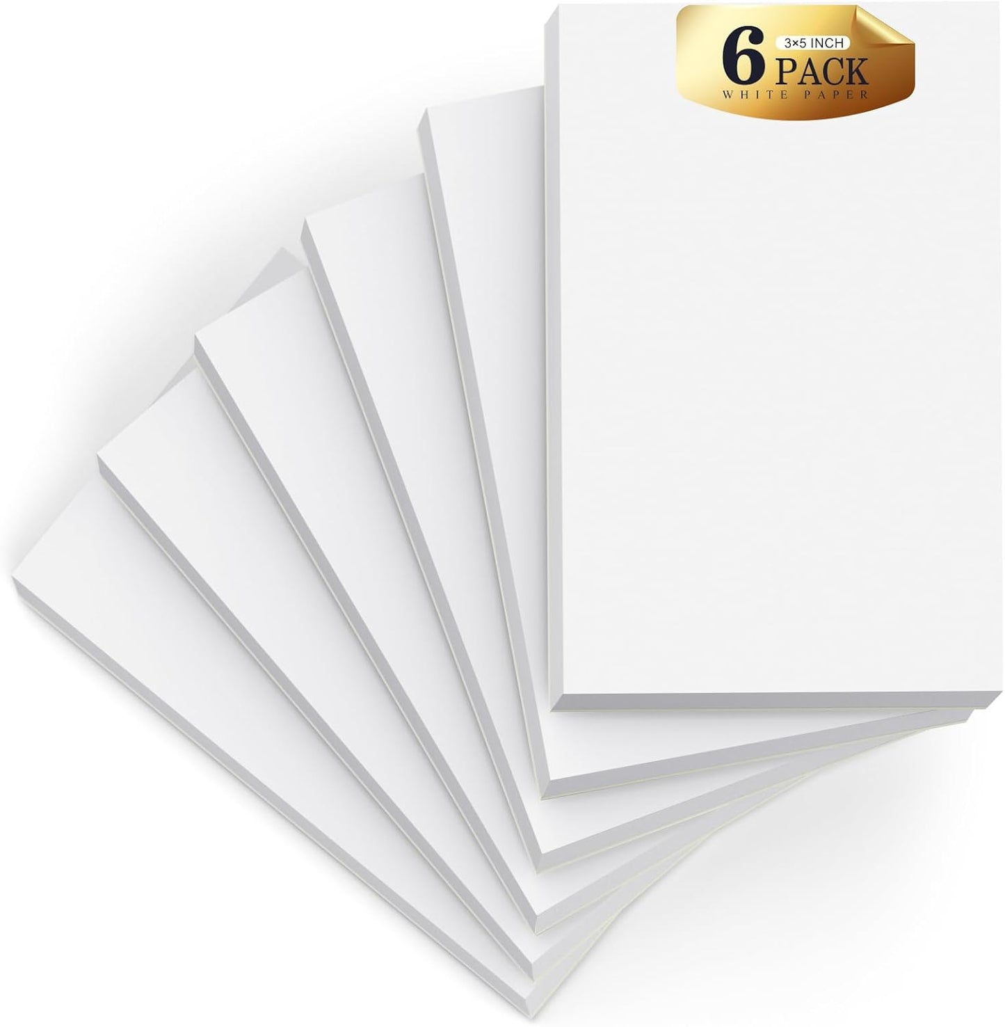 Notepads 3x5, 6 Pack Small Note Pads, Server Note Pads, Scratch Pads 3x5, Memo Pads White Paper, 50 Sheets per Blank Note pads 3x5, Small Writing Pads Pocket Notepads for Office School Home Supplies
