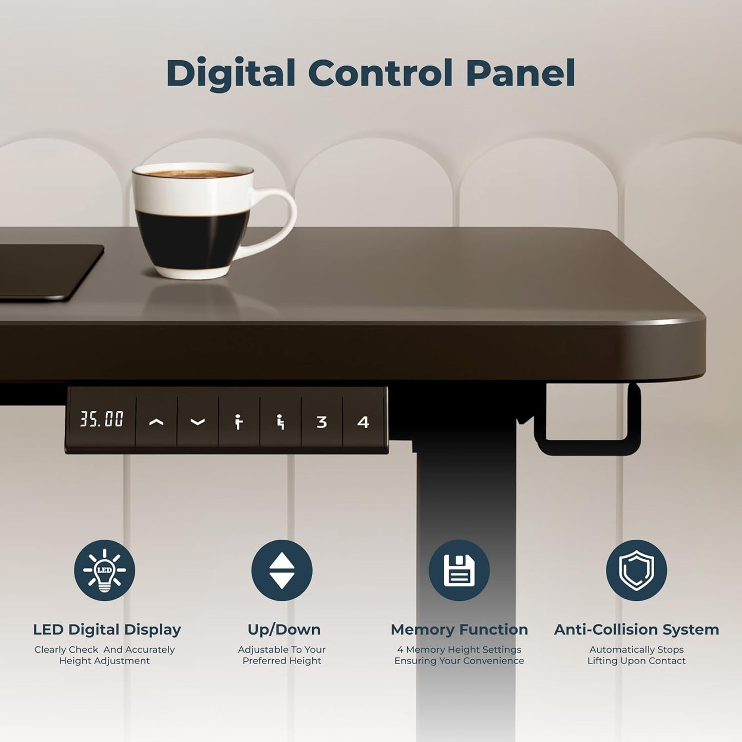 Adjustable Stand Up Desk with Memory Preset, Standing Desks 55 x 24 Inch Electric Home Office Desk Computer Workstation Splice Black Top + Black Frame