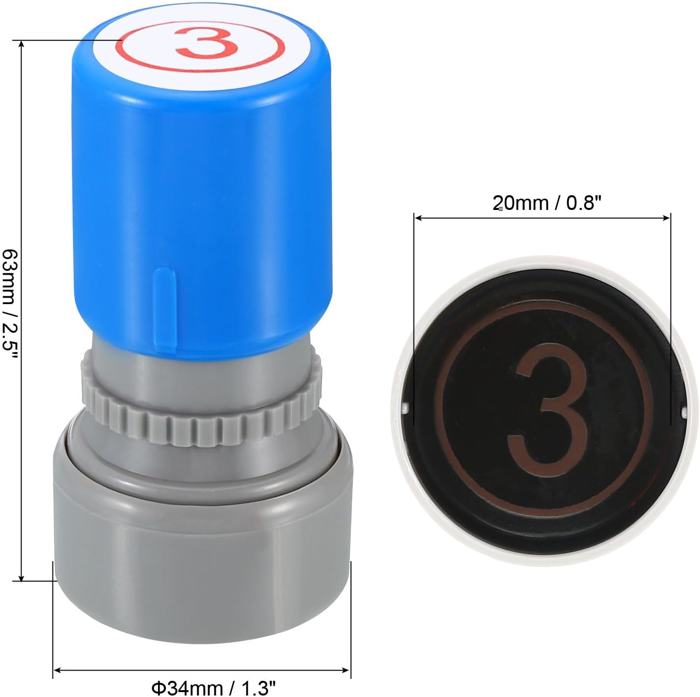 PATIKIL Number Stamps Self Inking, Numeral 3 Number Stamp Teacher Stamp Initial Stamp Ink Stamp for Class Notebook Scrapbooking DIY Craft Style 2, Red Ink