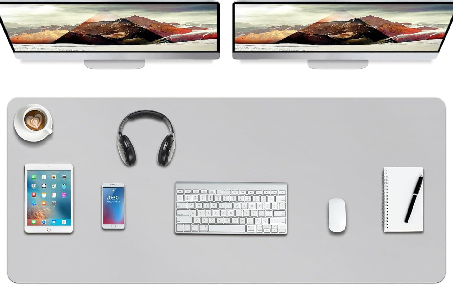 Boutilon Leather Desk Pad Protector,Non-Slip Mouse Pad,Laptop Desk Pad,Office Mouse Mat,Waterproof Leather Desk Blotter,Desk Writing Pad for Office and Home (XXXL-Grey,47"x 24")