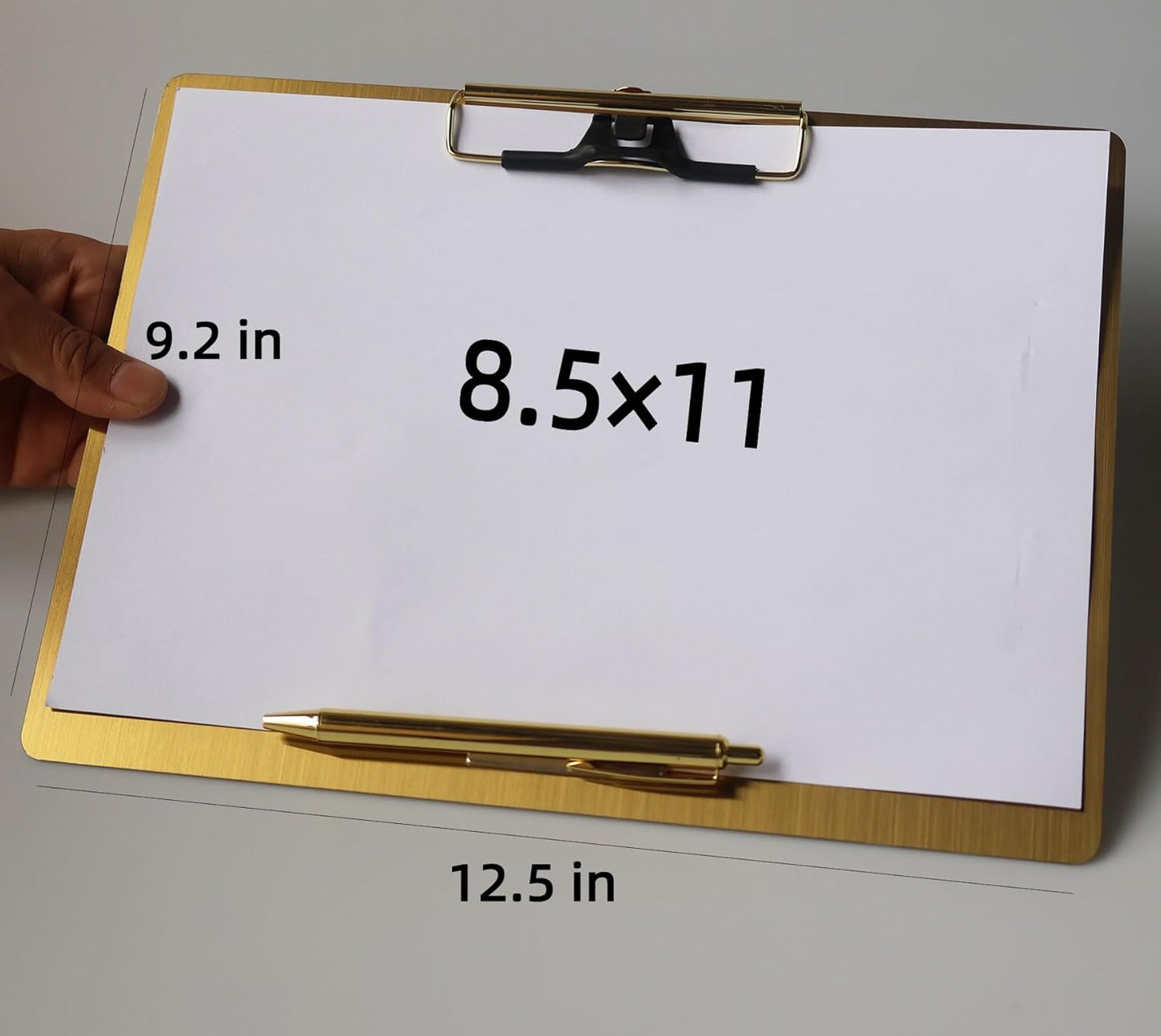 Stainless Steel Magnetic Clipboard with Pen - Multiple Sizes, Magnetic Design, Essential for Office and Home (Gold 9.2 x 12.5 Inches (Landscape Orientation))