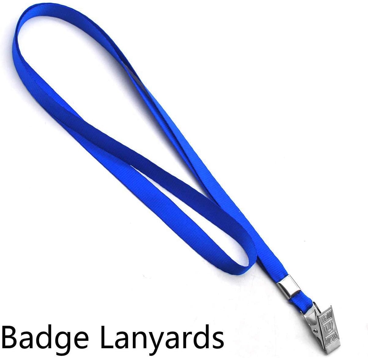 Beebel Blue Lanyards 100 Pack Nylon Flat Badge Lanyard Bulldog Clip for Id Badge Name Tag