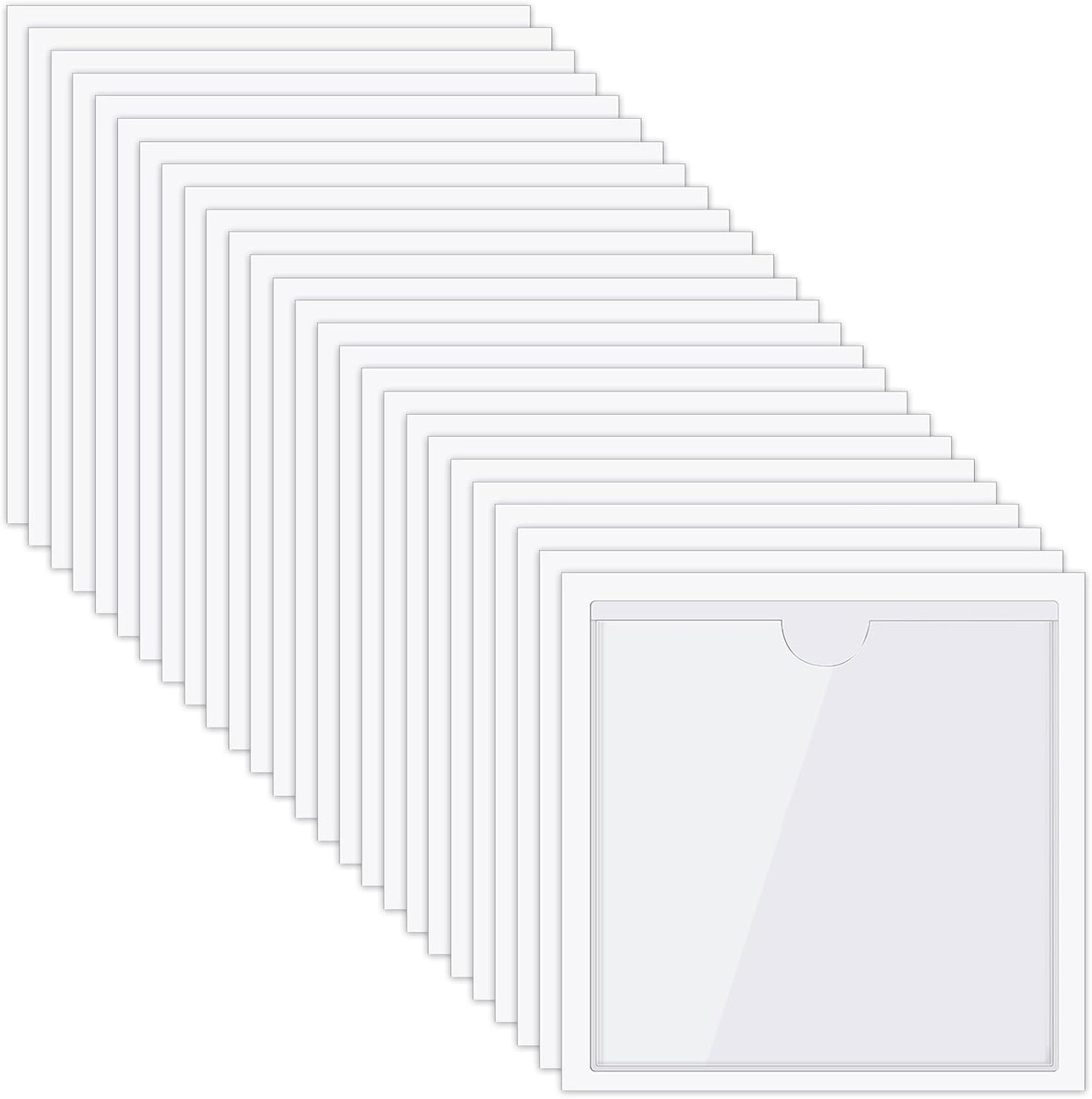 Chinco 50 Pack Clear Adhesive Pockets, Labels for Storage Bins, Plastic Self Adhesive Index Card Holder with Top Open for Organizing Bins Box Drawer(4.1 x 4.1 Inches)