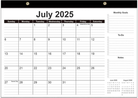 Desk Calendar 2025-2026 - 18 Months Calendar from September 2025 to December 2026, 2025-2026 Desk Calendar with Thick Paper, 12" x 17", Black