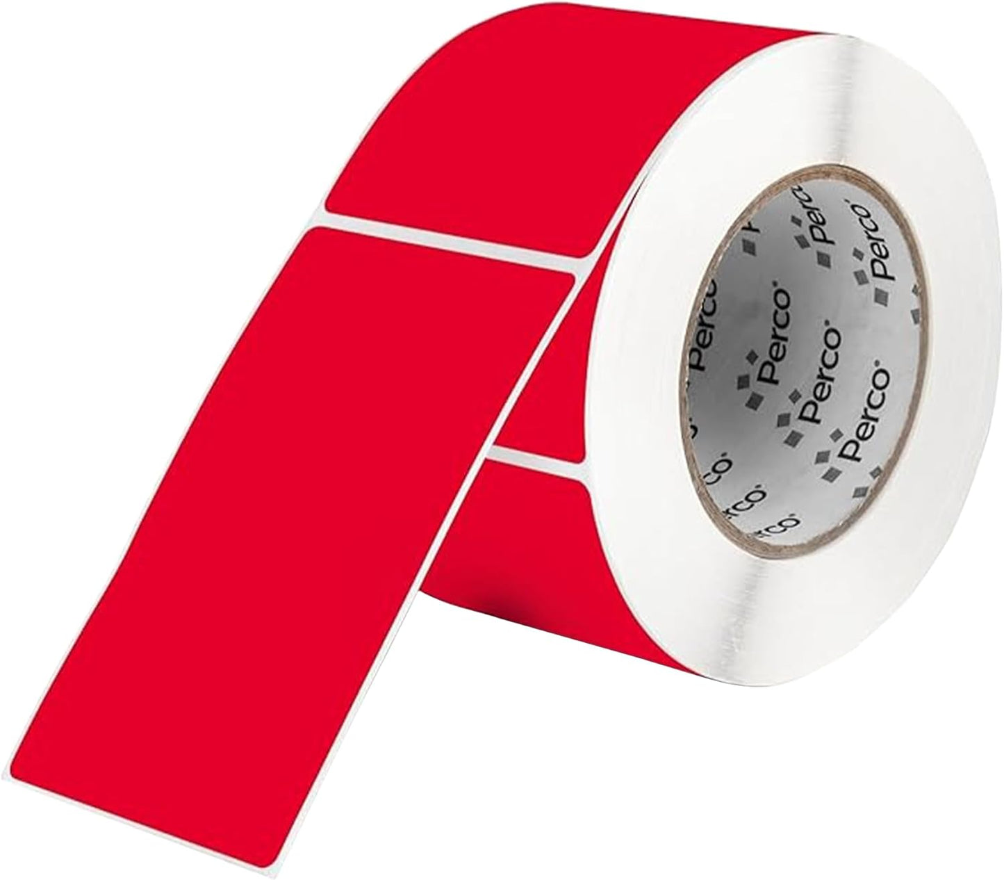 Perco Red Labels 3x5 Inch 500 Stickers/Roll with Easy Peel Perforation and Strong Adhesion for Inventory Management, Color Coding, Moving Boxes, Retail, Organizing & Crafts – Made in USA