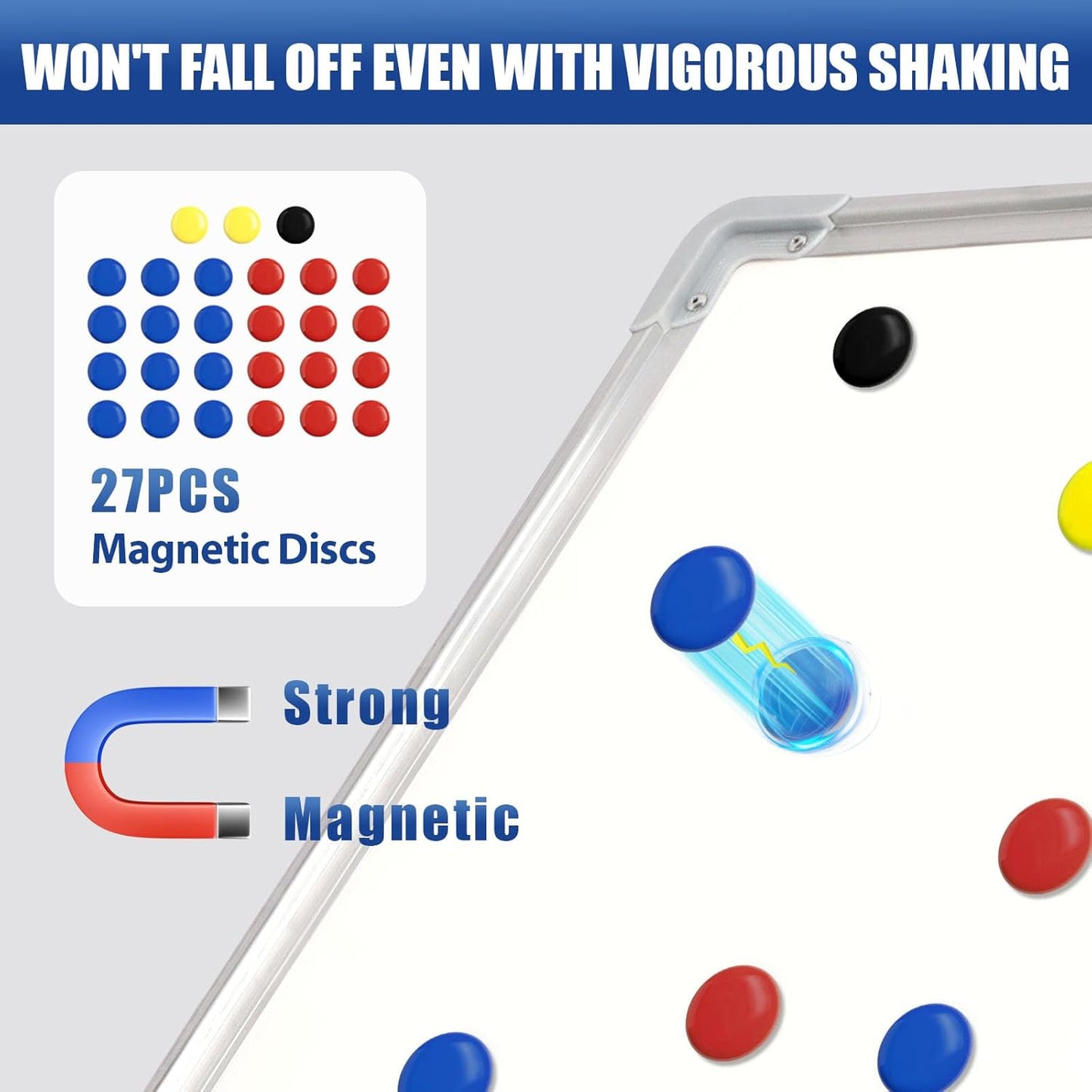 27-Piece Soccer Magnets - 2 Team Sport Goal Player Magnets for Magnetic Clipboard Coach Board, Compatible with Magnetic Whiteboard & Coach Board