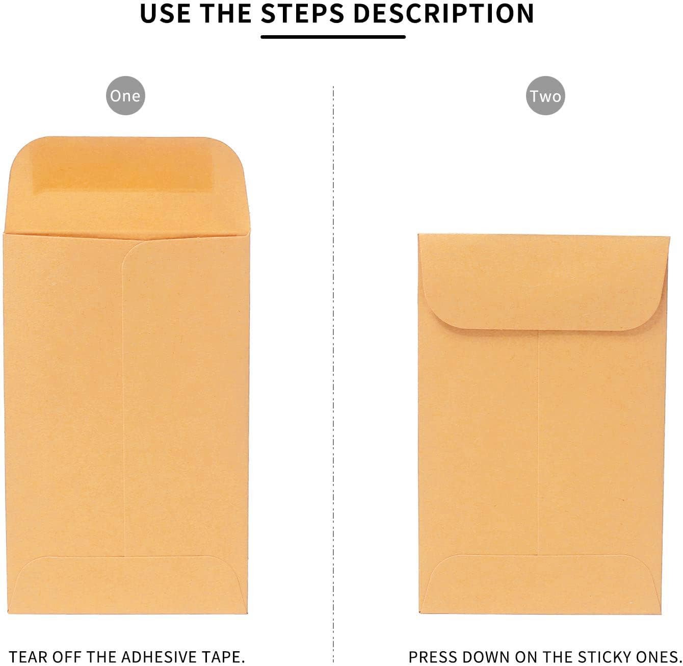 500 PCS #7 Coin Envelopes, 3.5 x 6.5 inches Brown Kraft Envelopes Classic Small Parts Envelopes with Self Adhesive Gummed Flap for Coins, Cash, Credit Cards, Seeds