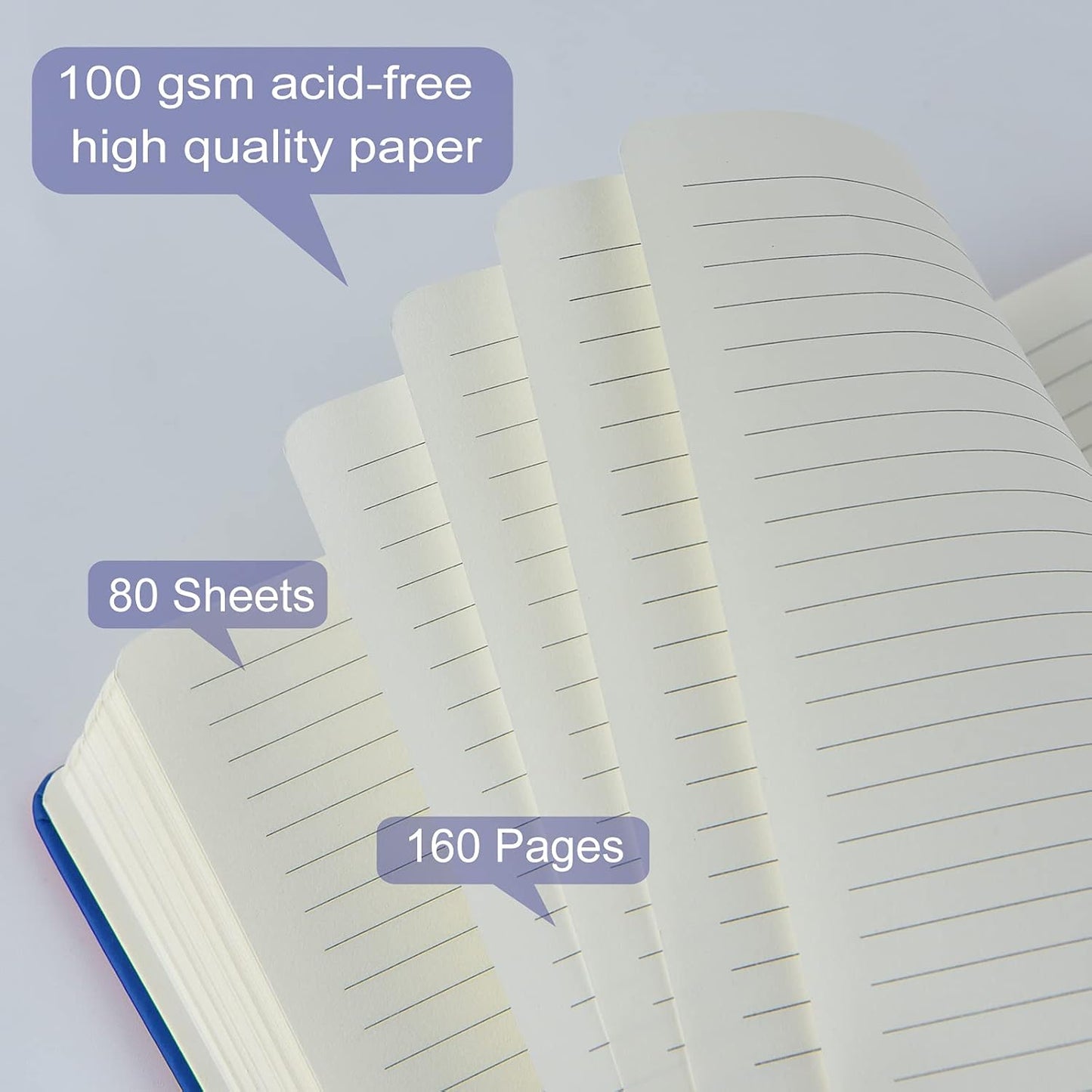 Coopay 24 Pack A5 Journal Notebooks Bulk, 160 Pages, 100GSM Thick Paper, 8.3 x 5.5 inch Hardcover Lined Leather Journals for Writing Office School Business,Bulk Notebook for Work Men Women (Blue)