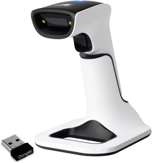 ScanAvenger Wireless Portable 1D&2D with Stand Bluetooth Barcode Scanner: 3-in-1 Handheld Scanner, Rechargeable Battery for Inventory - USB Bar Code/QR Reader (1D&2D with Next Gen Stand)