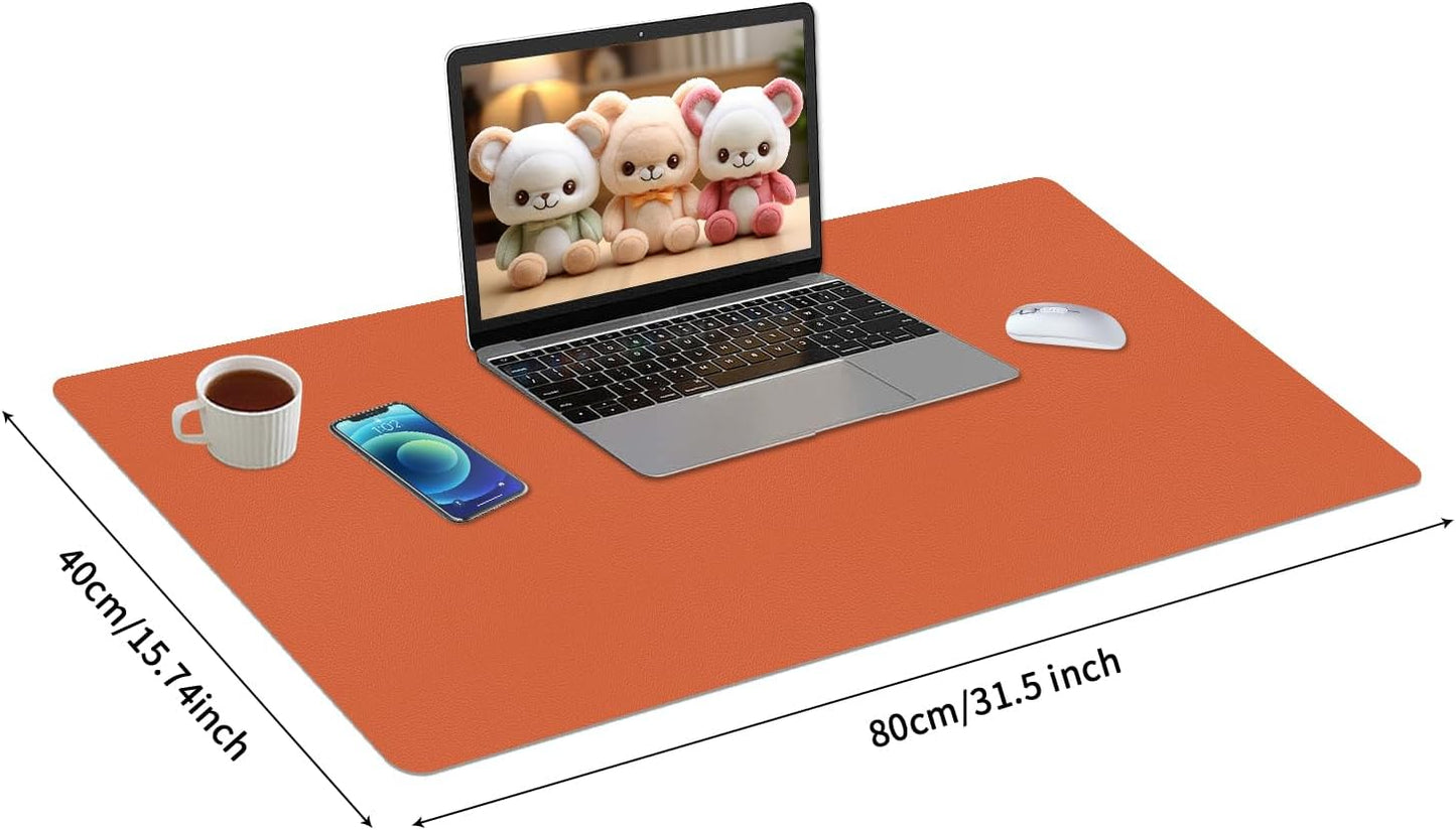 Bloss Orange Desk Mat 31.5"x15.7", Waterproof Large Desk Pad, Leather Desk Matt for Desktop, Computer Mat for Office/Home/Decor