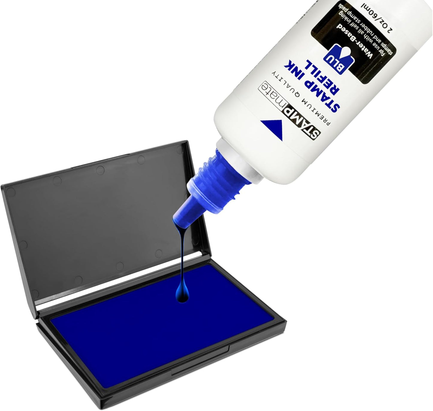 Premium Refill Ink for Self-Inking Stamps and Stamp Pads - 2 oz. Bottle (Blue)