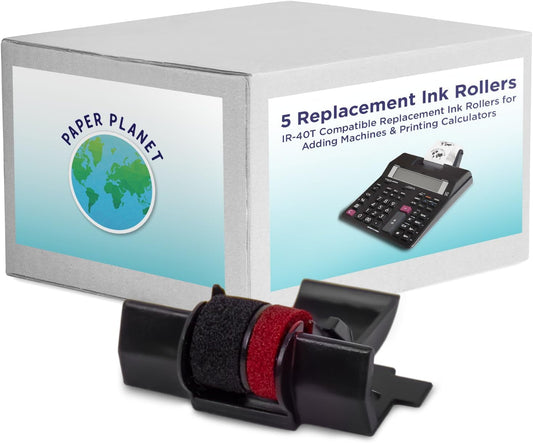 Red and Black Printing Calculator Ribbons Compatible with IR40T by Paper Planet | Replacement Adding Machine Ink Ribbon Compatible with Select Canon, Casio, Sharp, and Victor IR40T | 5 Pack