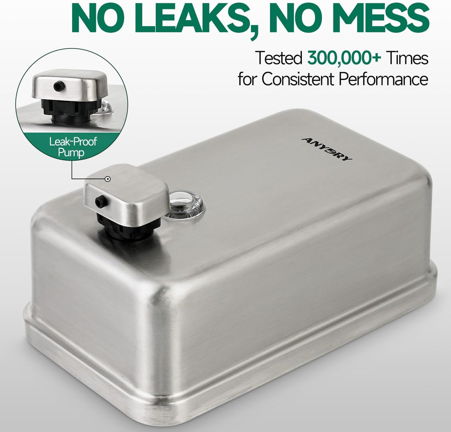 Commercial Wall Mounted Soap Dispenser 37oz 1100ml Large Capacity Brushed Stainless Steel Manual Dispenser for High Traffic Restrooms