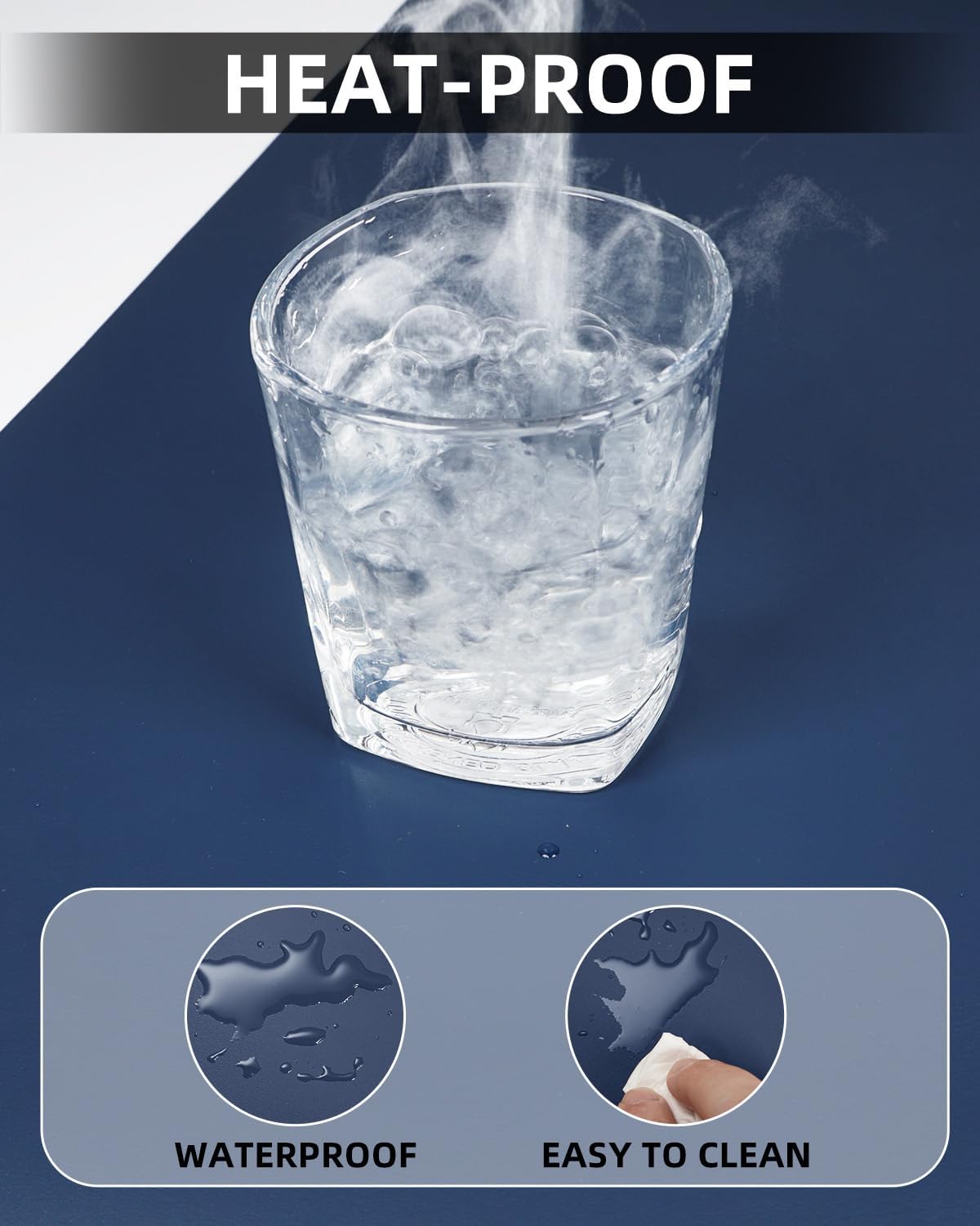 Non-Slip Desk mat,PULeather Desk Pad Protector, Office Desk Mat, Large Mouse Pad,Desk Blotter, Laptop Desk Pad, Waterproof Desk Writing Pad for Office and Home (Midmight Blue, 40" x 17")