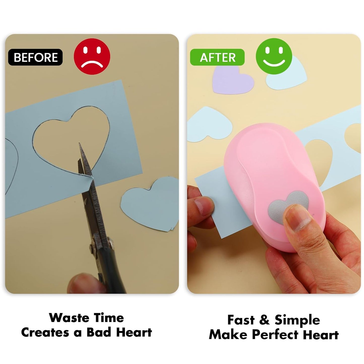 LOONENG 1 Inch Heart Paper Punch - High Precision Design for Romantic Heart Patterns - Ideal for Scrapbooking, Card Making, DIY Photo Albums, Gift Tags, Homemade Confetti