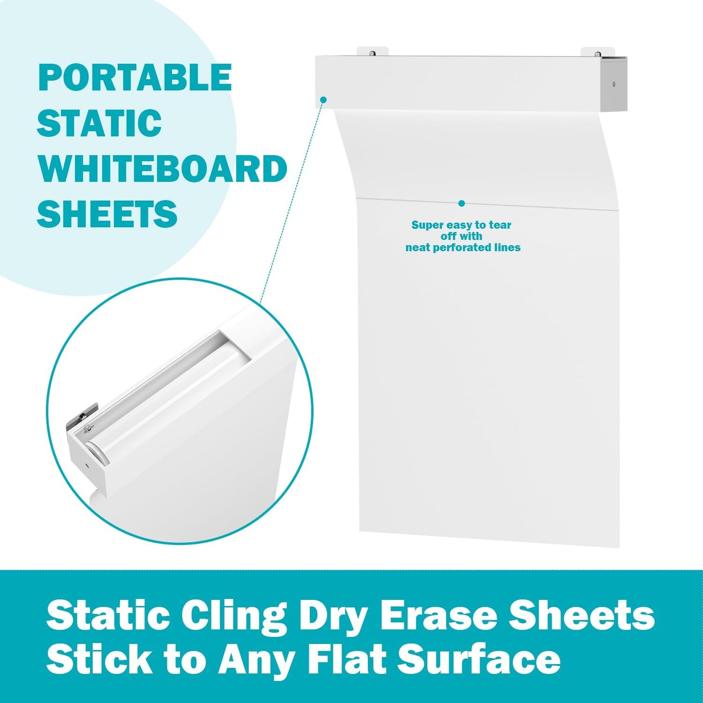 Static Cling Dry Erase Sheets, Removable Reusable Large Whiteboard Poster Paper for Wall, Portable White Board Wallpaper 25x30-15 Sheets with Acrylic Box