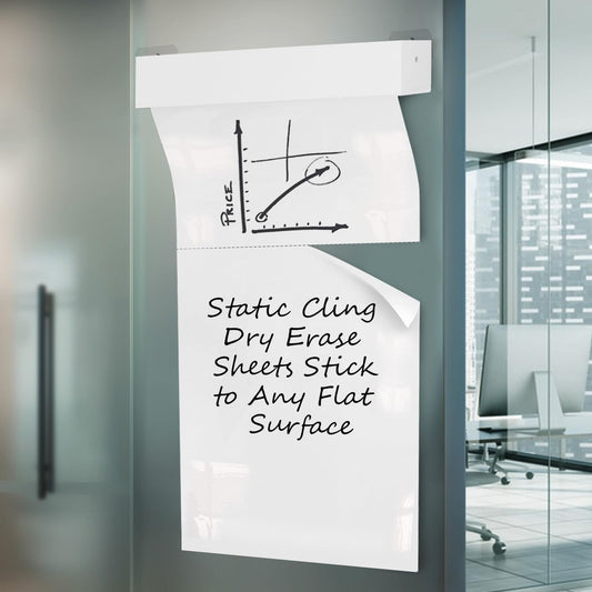 Static Cling Dry Erase Sheets, Removable Reusable Large Whiteboard Poster Paper for Wall, Portable White Board Wallpaper 25x30-15 Sheets with Acrylic Box