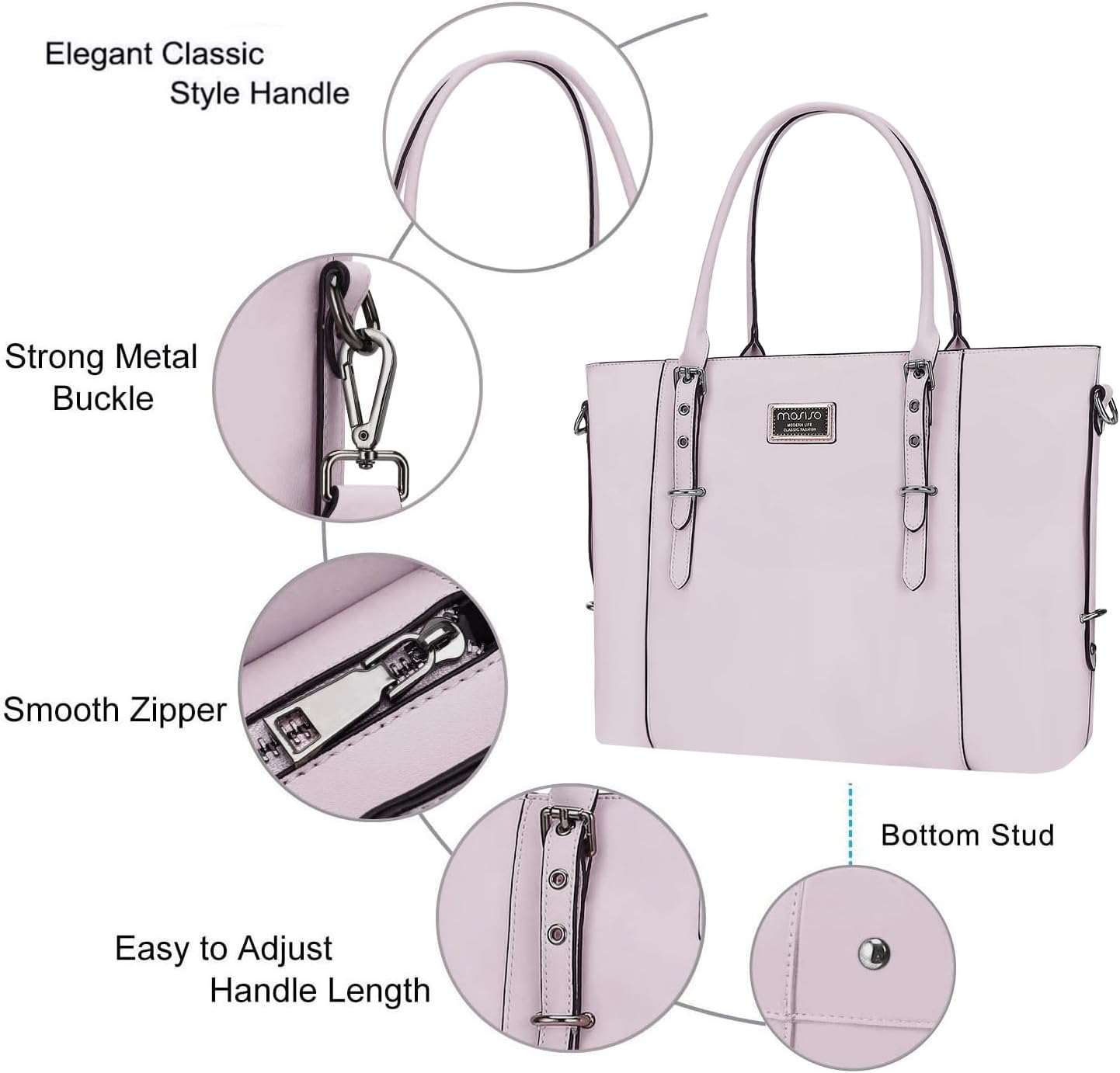 MOSISO PU Leather Laptop Tote Bag for Women, Waterproof Large Capacity Business Work Briefcase Shoulder Laptop Bag