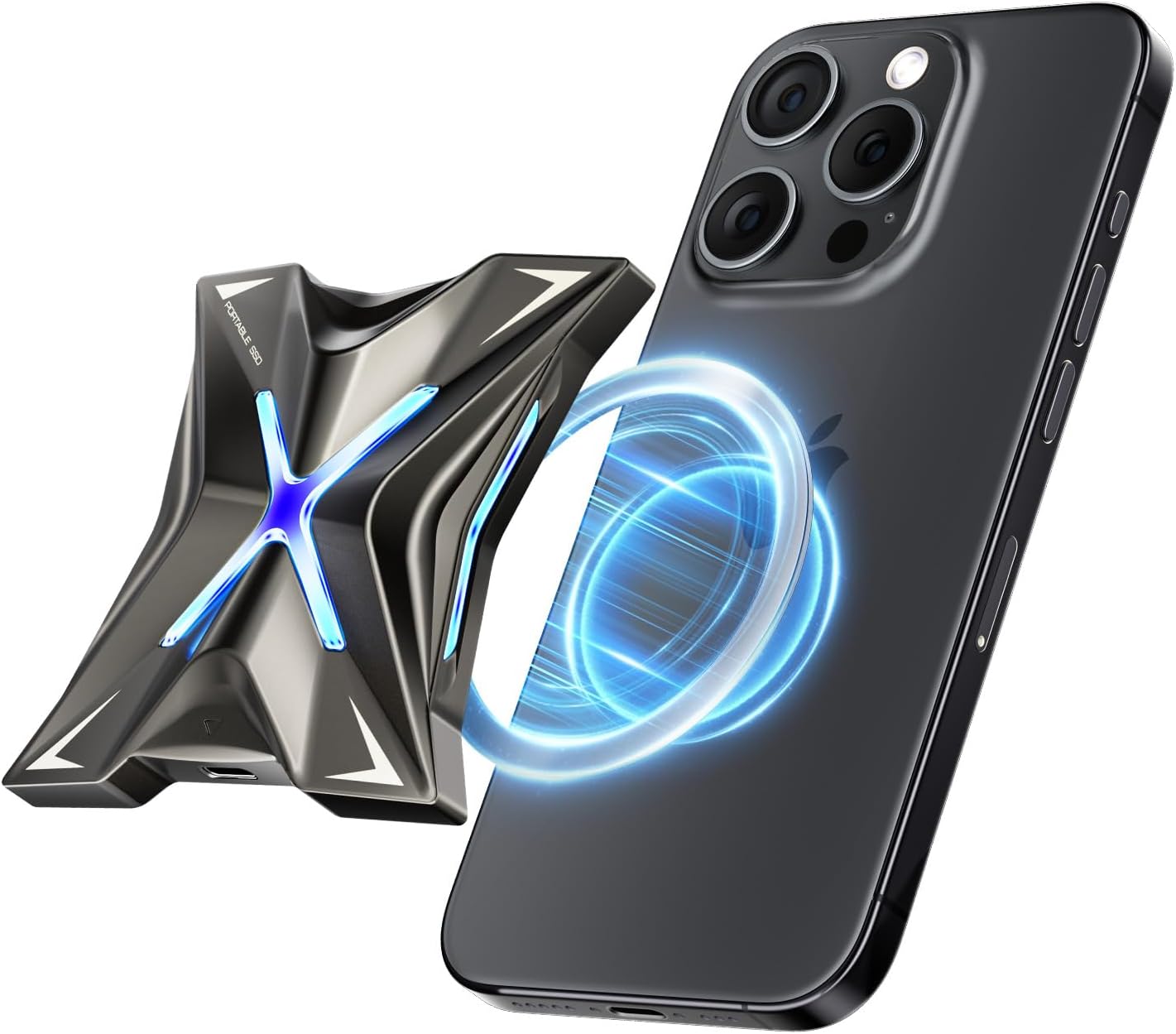 MOVE SPEED Magnetic 4TB Portable External SSD - 2000MB/s USB-C 3.2x2, PS5/PC/Smartphone Compatible Portable Drive, Compact Durable Storage for Gamers & Creators