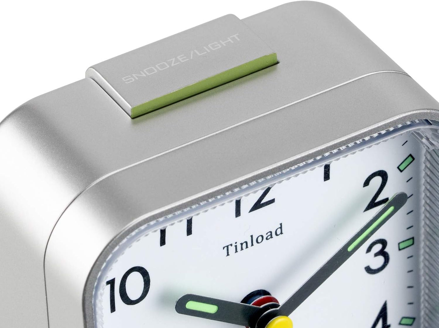 Small Battery Operated Analog Travel Alarm Clock Silent Non Ticking,Gentle Wake, Ascending Beep Sounds, Snooze,Lighted on Demand,Easy Set (Silver)