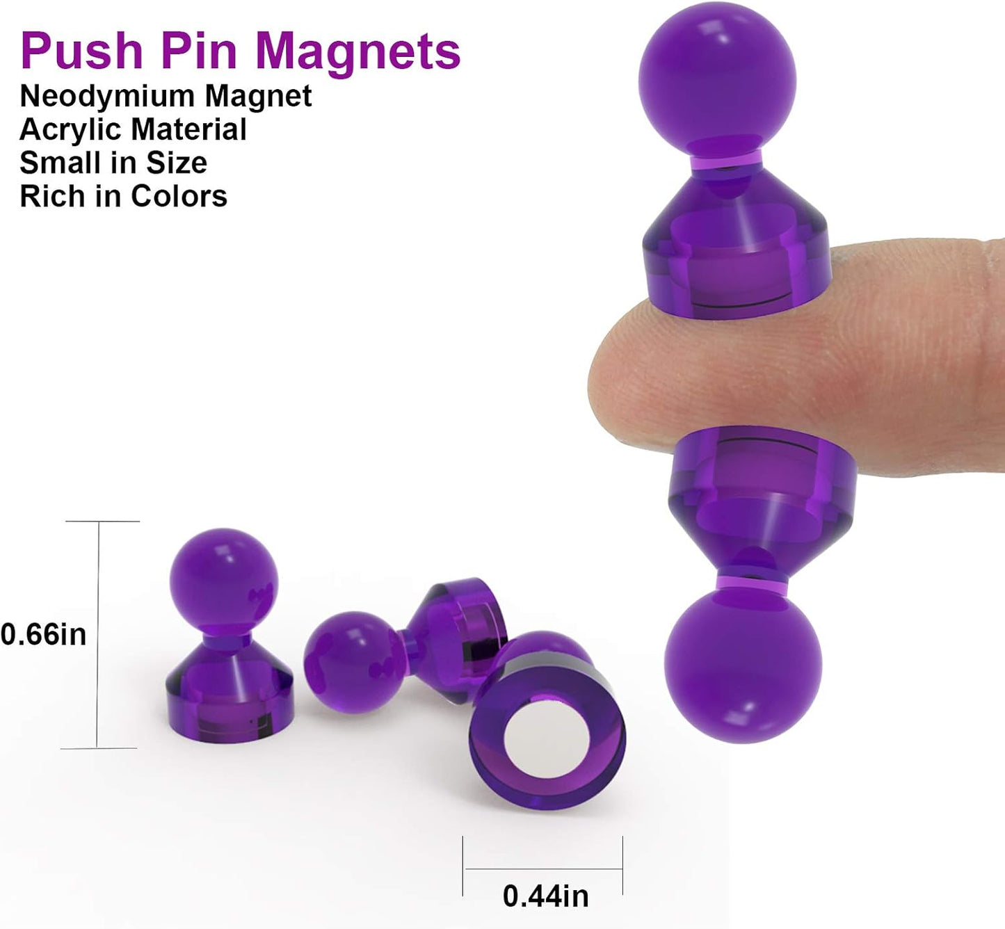 Ant Mag Magnetic Push Pins Strong Push Pin Magnets for Fridge Whiteboards Calendars Maps in School & Office Pack of 18 Purple
