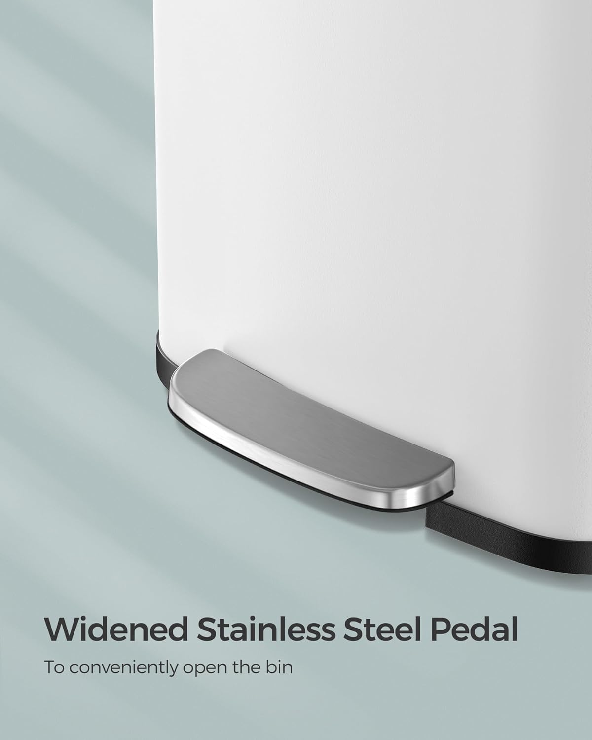 SONGMICS Kitchen Trash Can, 18-Gallon Stainless Steel Garbage Can, with Stay-Open Lid and Step-on Pedal, Soft Closure, Tall, Large and Space-Saving, White and Black ULTB520W68