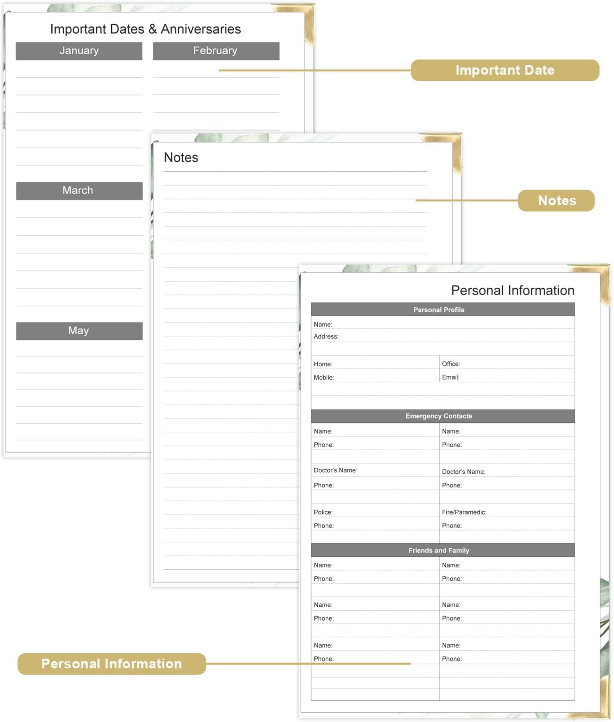 Undated Daily Monthly Planner for 2025 2026 - A5 To Do List with Hourly Schedule, Hardcover Spiral Bound Daily Planner to Increase Focus, Stylish School/Office Supplies, 5.8" x 8.5", Green Leaf