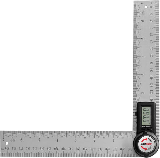 GemRed 82305 Digital Angle Finder GemRed Protractor Stainless steel 7inch 200mm (Black Button)