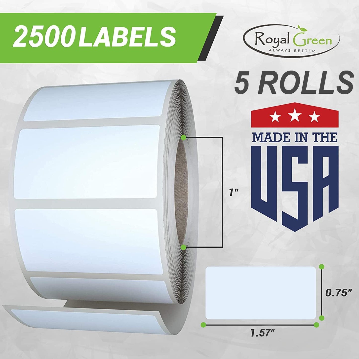 Small Color-Coding Label Roll 40mm x 19mm, 5 Rolls- 2500-Pack, Rectangular Labels Paper Sheets Bulk 1.57in x 0.75 in (Pastel Purple) by Royal Green