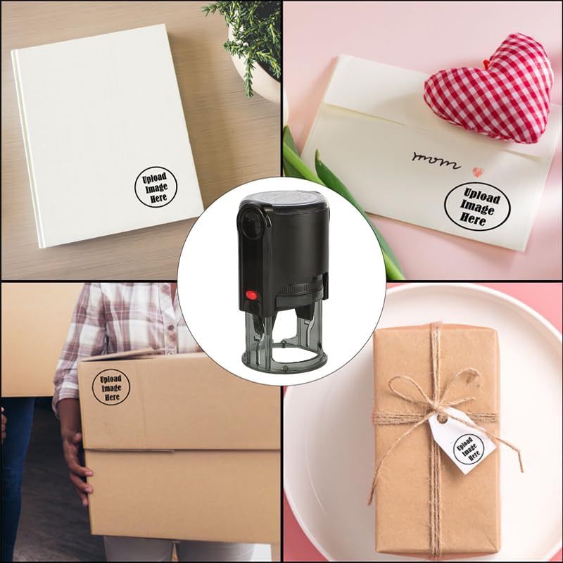 Custom Logo Stamp Personalized Image Self-Inking Stamper - Custom Business Logo Text - Different Sizes - 5 Ink Color Options