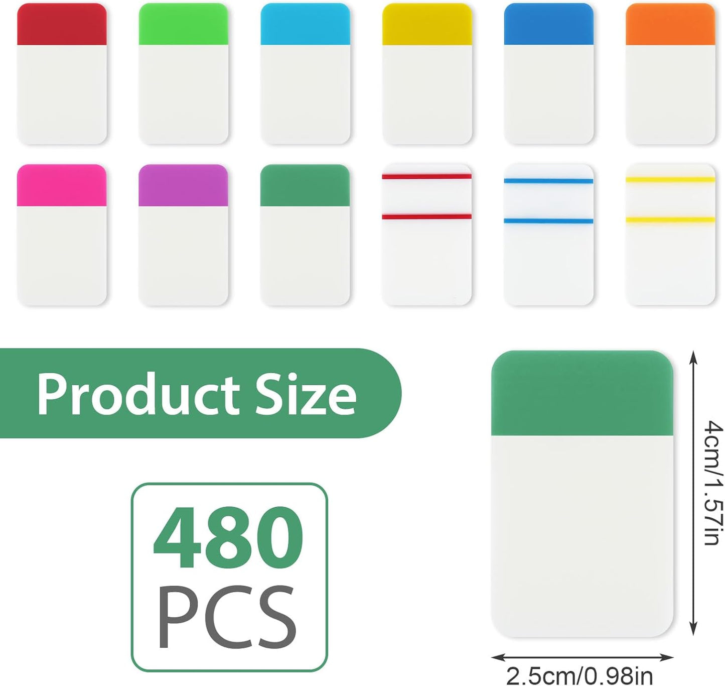 480 Pcs Index Tabs, Colored Sticky Index Tabs Transparent Waterproof Tabs for Books, Writable Repositionable Sticky Tabs for Books Suitable for Binders, Folders, Files, Books