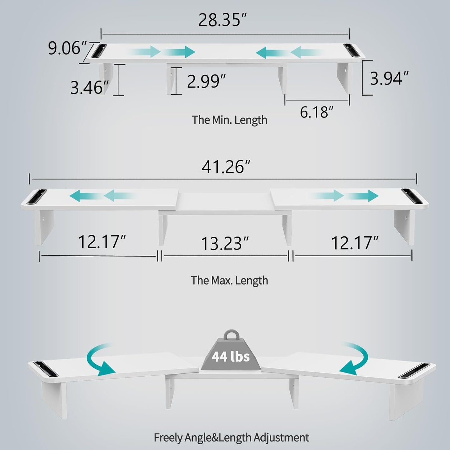 Zimilar Dual Monitor Stand Riser, Monitor Stand with Adjustable Length and Angle, Wood Monitor Stand for Desk, Monitor Riser for 2 Monitors with Storage Space