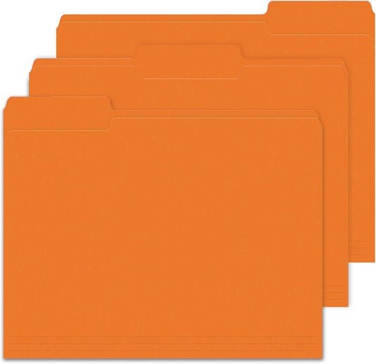 File Folders,IntoJoy 120 Pack Colored File Folder Letter Size, 1/3 Cut Tab Filing Folders for Office School Business File Document Organization,Orange