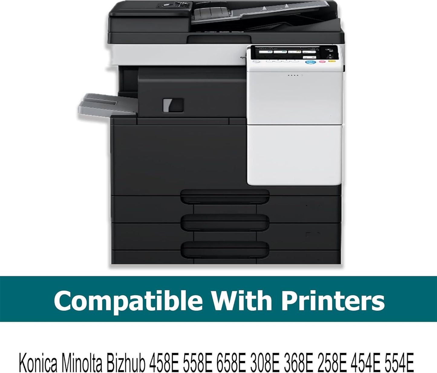 TN516 TN515 TN514 TN513 TN512 TN324 TN326 Black Toner Cartridges Compatible for Konica Minolta Bizhub 308E 458E 558E 658E 368E 454E 554E Printer Toner (1 Black) No Fading, No powder leakage, No Streak
