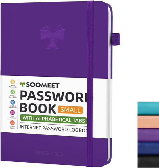 Password Book with Alphabetical Tabs, Hardcover Password Keeper, Size 4.4''x 6.1'' Password Notebook for Saving Internet Login, Username, Password Organizer for Computer & Website Logins,