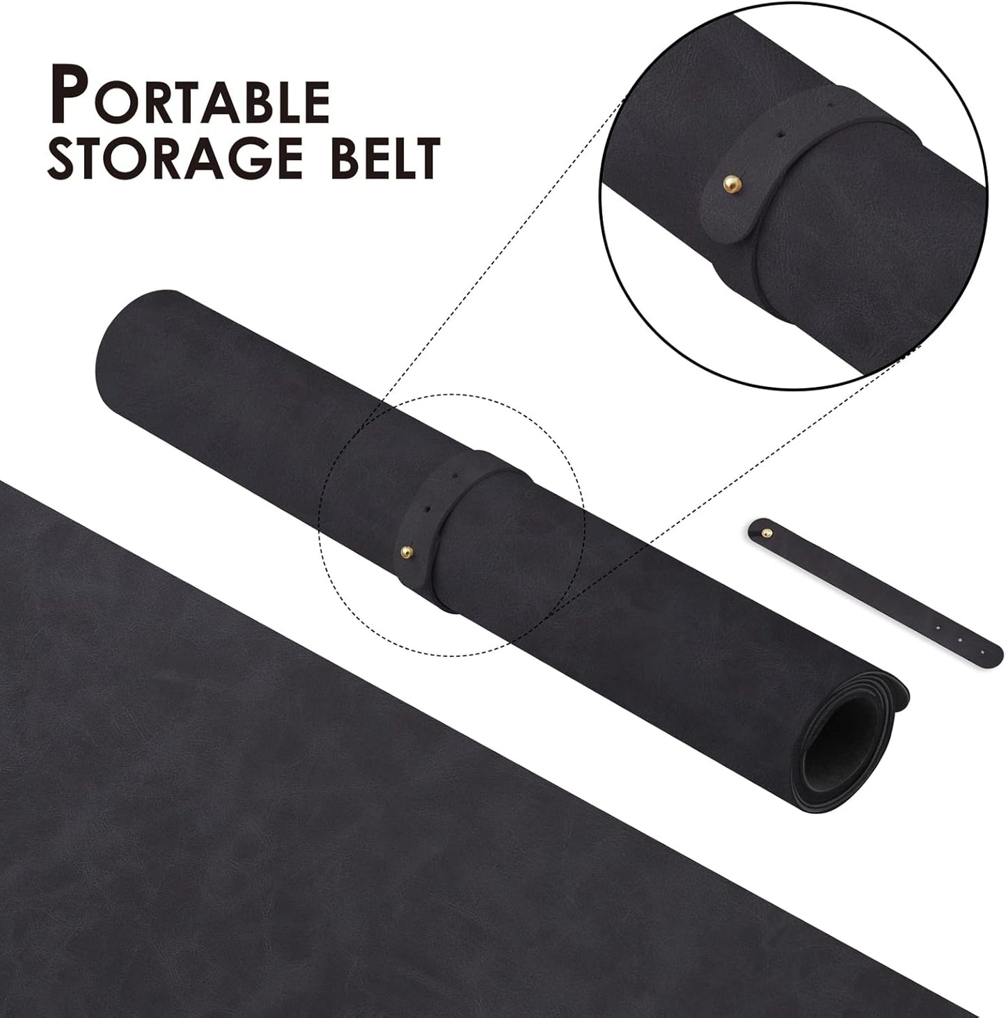 Distressed Leather Desk Mat - Non-Slip PU Desk Pad for Office and Home - Desk Organization and Accessories - Ideal for Large Mouse Pad and Desk Mats on Top of Desks(Charcoal Black,27.6"x 13.8")