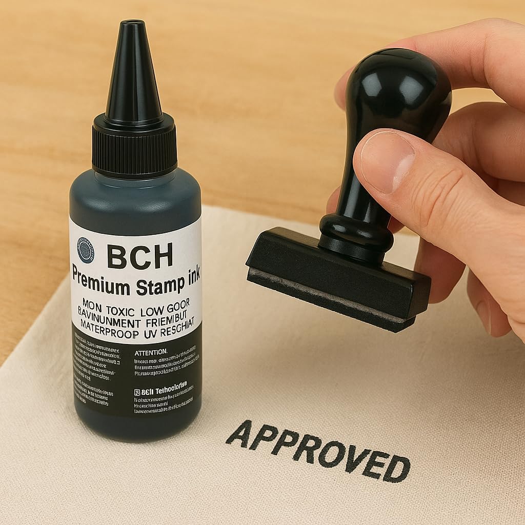 BCH Premium Stamp Ink Refill – Black, Blue & Red Ink Colors – Long-Lasting, Quick-Drying, Waterproof Ink Refill for Rubber & Self-Inking Stamps – 75 ml Each Bottle (225 ml Total)