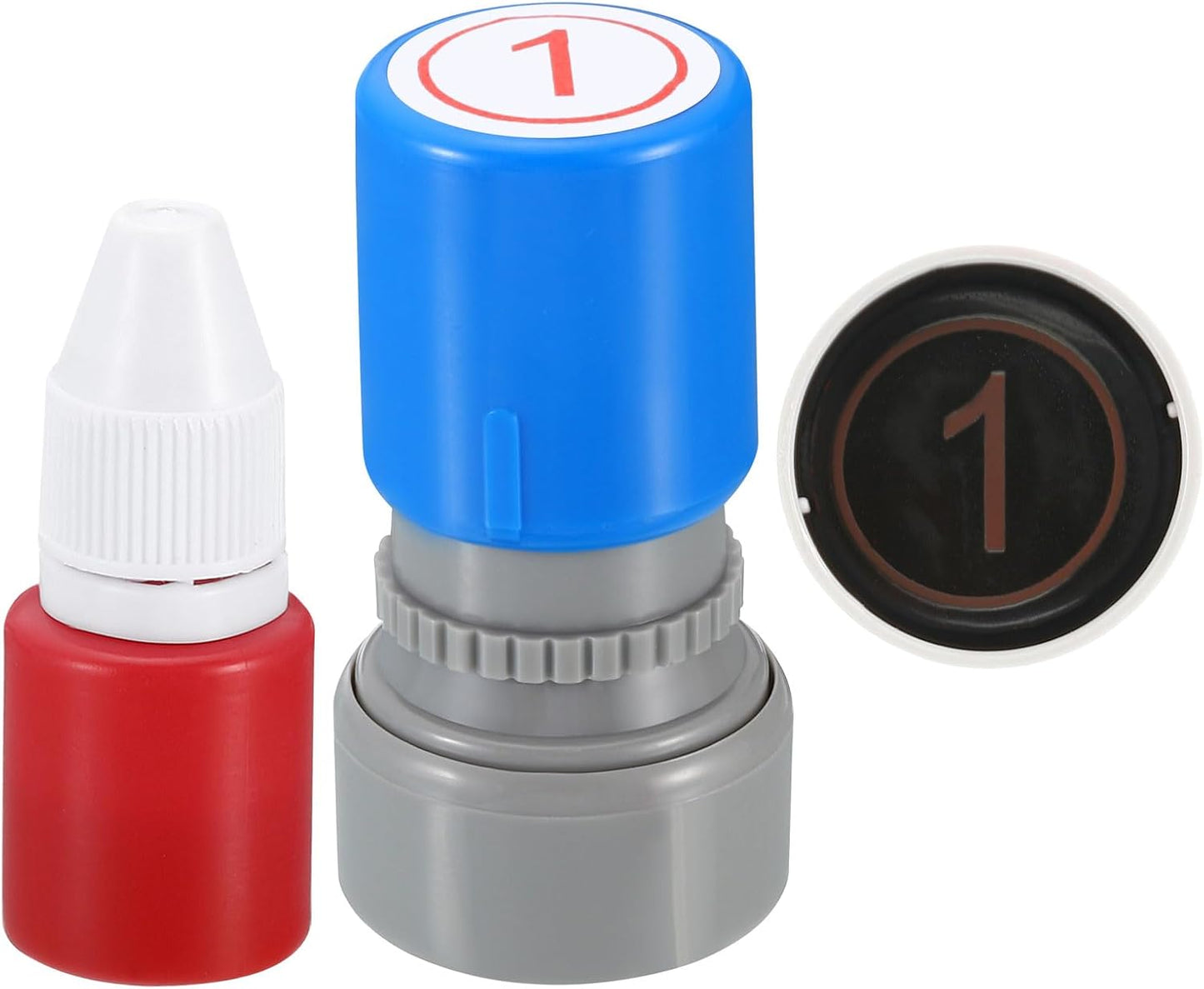 PATIKIL Number Stamps Self Inking, Numeral 1 Number Stamp Teacher Stamp Initial Stamp Ink Stamp for Class Notebook Scrapbooking DIY Craft Style 2, Red Ink