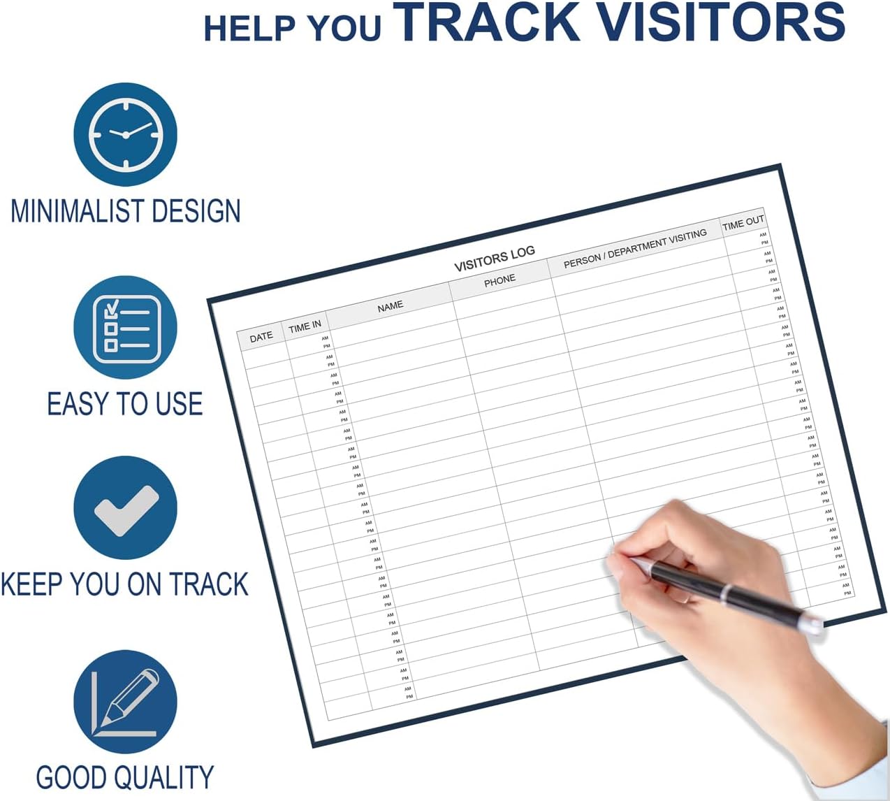 Visitors Register Book - Visitor Log Book with 120 Pages, 9" X 7", Blue Hardbound Cover, Wedding Reception and Events Reception Supplies