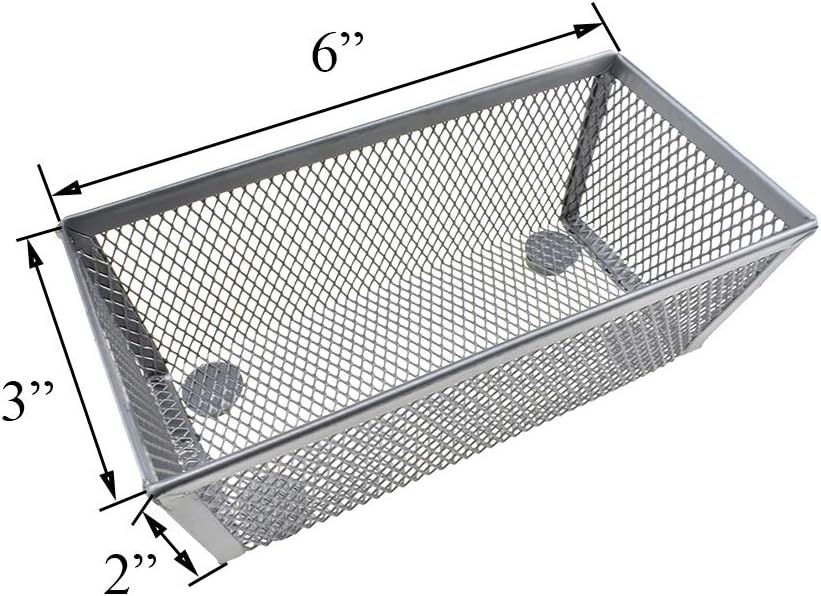 HAHIYO Stackable Mesh Tray Cup 6 x 3 x 2 inches Sturdy Container for Desk Drawer Organizer Collection for Home Office School kitchen Soft Foam Feet No Sharp Edges 2 Pack Silver