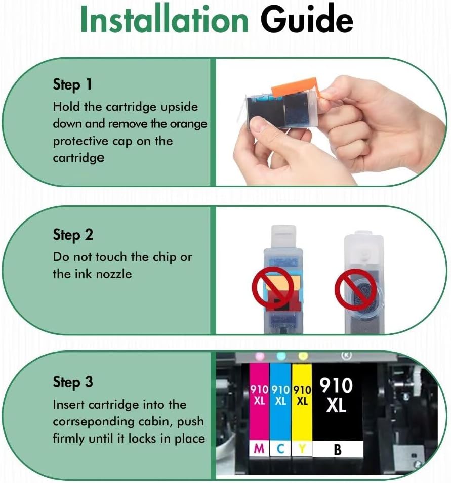 910XL Ink Cartridges Combo Pack Replacement for HP Ink 910 XL Compatible with OfficeJet Pro 8020 8025 8028 8035 8030 8010 8015 8018 8022 Printer, 4 Pack
