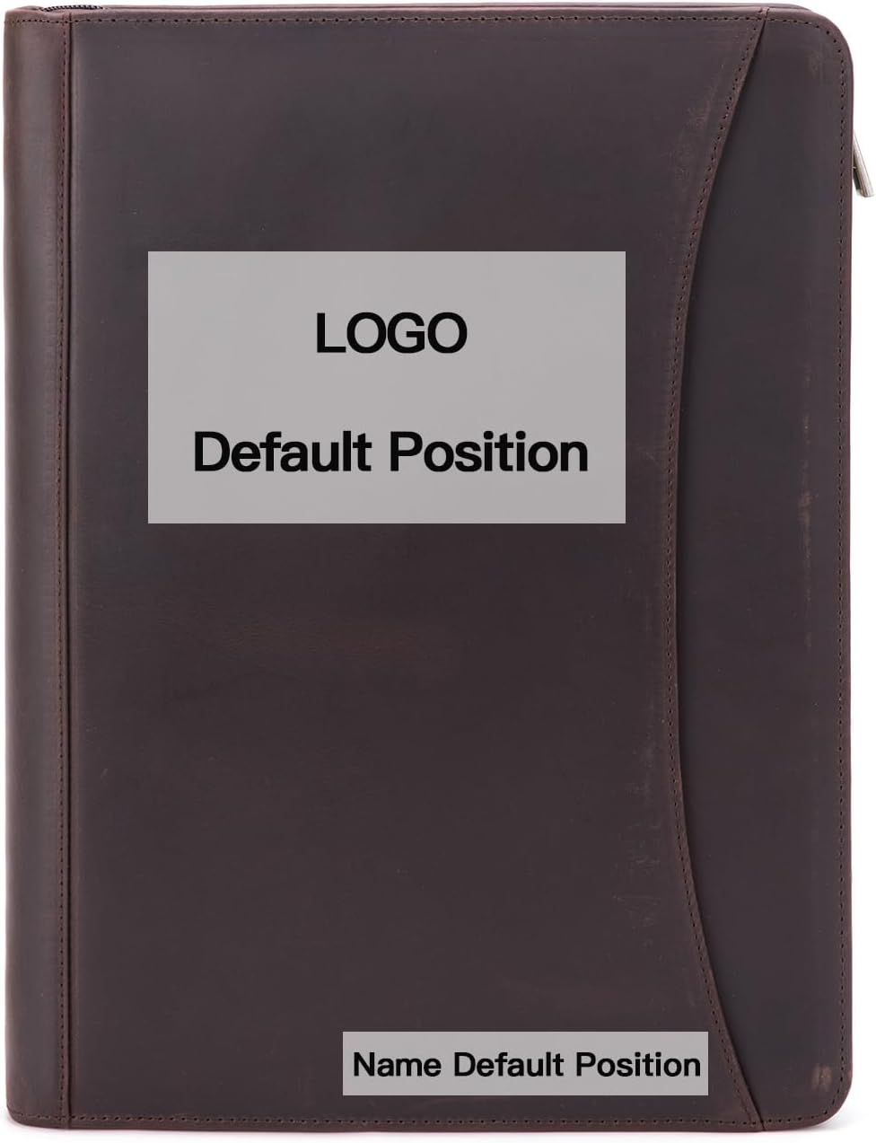 Personalized 3 Ring Binder Genuine Leather Portfolio, Front Pocket, Custom Engraved 8.5 x 11 Zippered Laptop Organizer for Men and Women, Professional Business Work Padfolio, Dark Brown