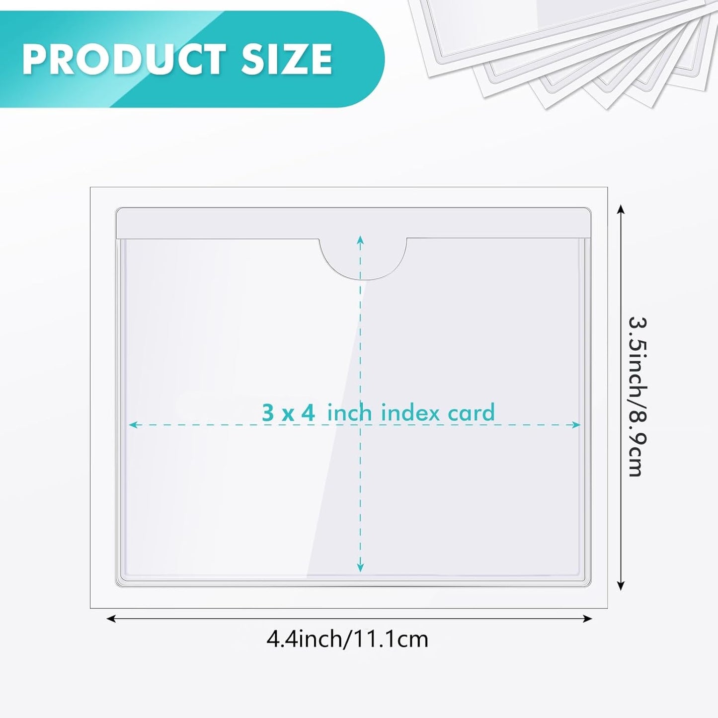 Outus 100 Pcs Clear Self Adhesive Pockets - Bin Labels for Storage Bins, Pocket Label Sleeves, Plastic Index Card Holder with Top Open for Organizing Bins Box Drawer(3.5 x 4.4 Inch)