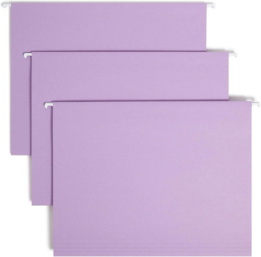 Smead Standard Hanging File Folders, 25 Count, Lavender, 1/5-Cut Adjustable Tabs, Letter Size (64064)