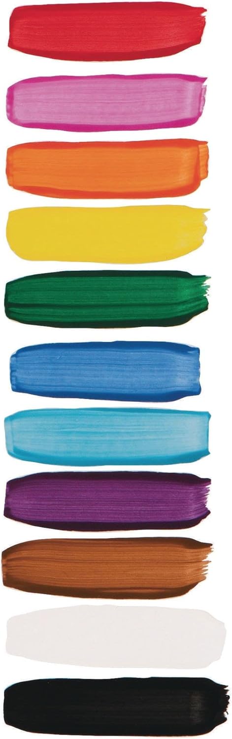 S&S Worldwide Color Splash! Liquid Tempera Bulk Paint, Set of 12 in 11 Bright Colors, 16-oz Easy-Pour Squeeze Bottles, For Arts & Crafts, School, Classroom, Poster Paint, For Kids & Adults, Non-Toxic