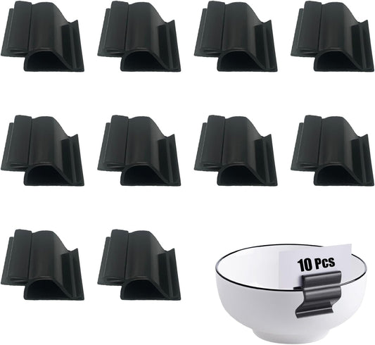 10 Pcs Plastic Bowl Sign Clip Black Food Tray Label Holders Reusable Food Tray Label Holder for Cups and Bowls Trays Baking Trays Bake Sale Signs