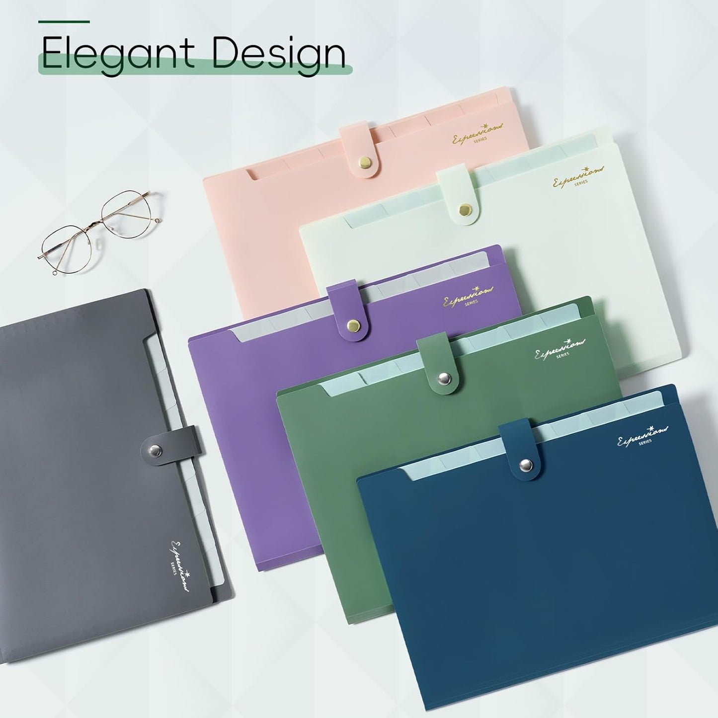 Sooez Elegant Accordion File Organizer with Labels, 8 Pocket Expanding File Folder, Portable Folders for Documents, Cute Paper Organizer for School Office Supplies, Letter Size, Blush