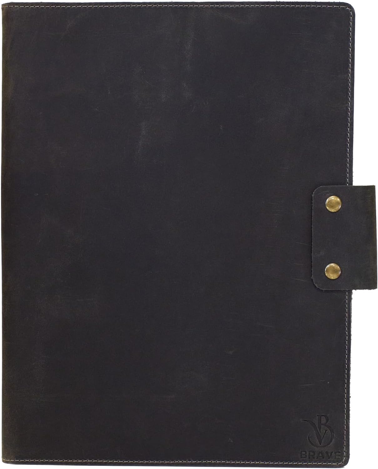 Leather Portfolio Folder - Genuine Leather Document Organizer with Multiple Pockets and Pen Holder – Business Padfolio for A4 Letter Size Papers, Professional Resume or Meeting Use (Charcoal)