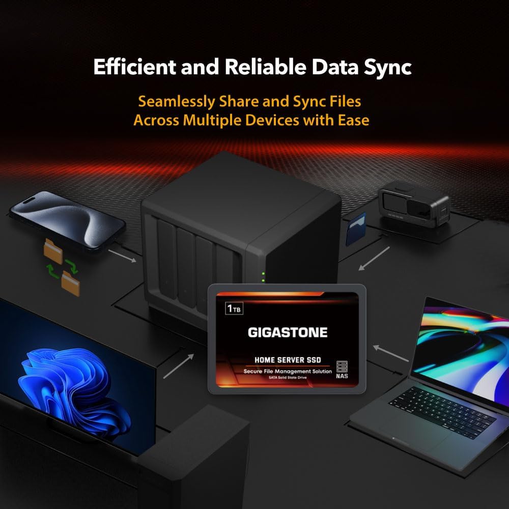 Gigastone Home Server SSD 512GB NAS SSD Drive Cache (2-Pack) 24/7 Durable TLC High Endurance Personal Cloud Data Sync Network Attached Storage RAID 3D NAND 2.5" SATA Internal Solid State Hard Drives