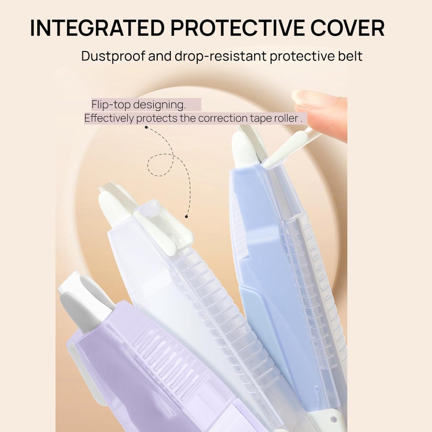 Refillable Quick-Dry White Correction Tape Set, 118ft(36m) Total, Pack of 6, Aesthetic Cute Pen-Shaped Applicator, School & Office Supplies(White)